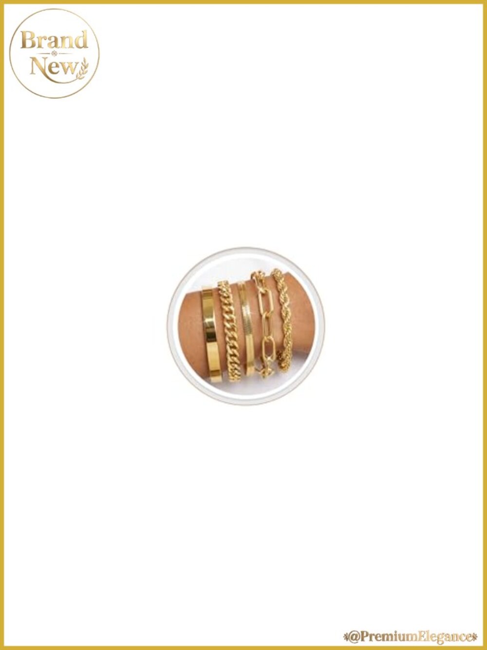 14K Gold Plated Bracelet Set Non Tarnish Stackable Adjustable Women Jewelry